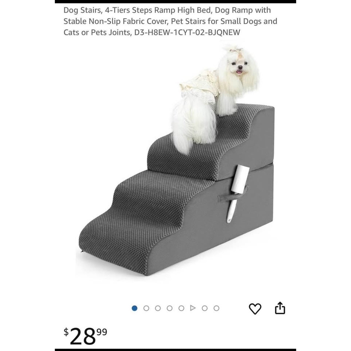 Dog Stairs, 4-Tiers Steps Ramp High Bed, Dog Ramp with Stable Non-Slip Fabric Cover, Pet Stairs for