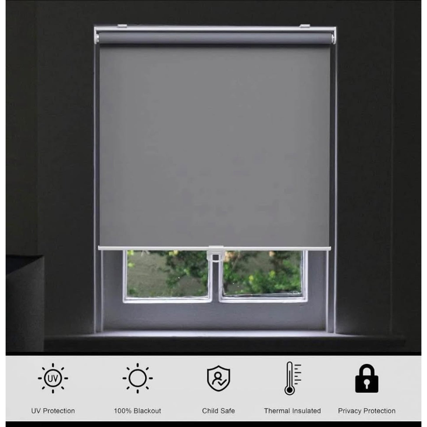 Blackout Roller Shades Blinds Cordless for Windows Pull Down Room Darkening Door Blinds with Thermal