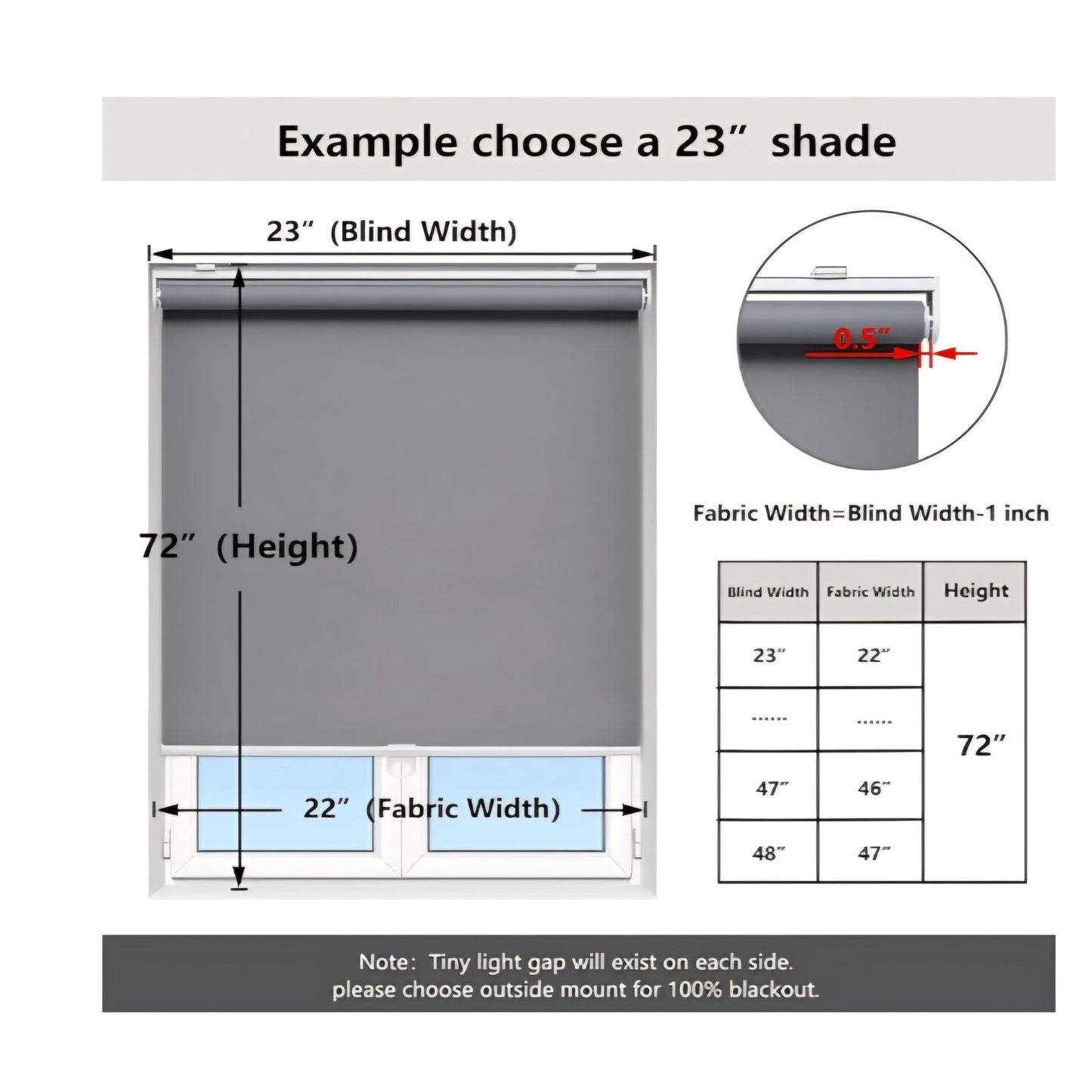 Cordless Roller Shades Blackout Blinds for Windows Room Darkening Rolled Up Shades with Spring System,