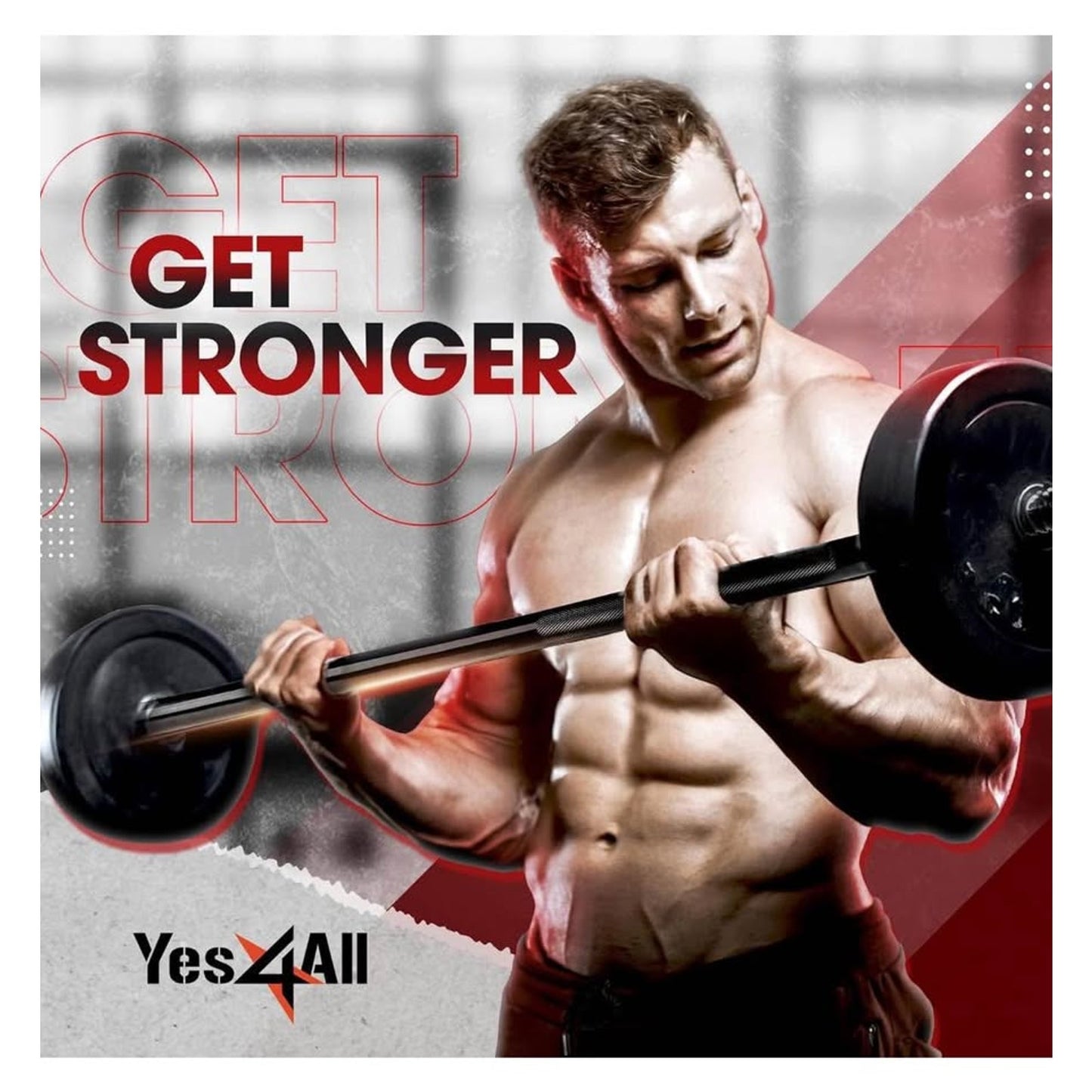 Yes4All 480LB Standard Straight Barbell 60" & EZ Curl Bar 47", Weight Bar 1" Diameter - Star Lock Co