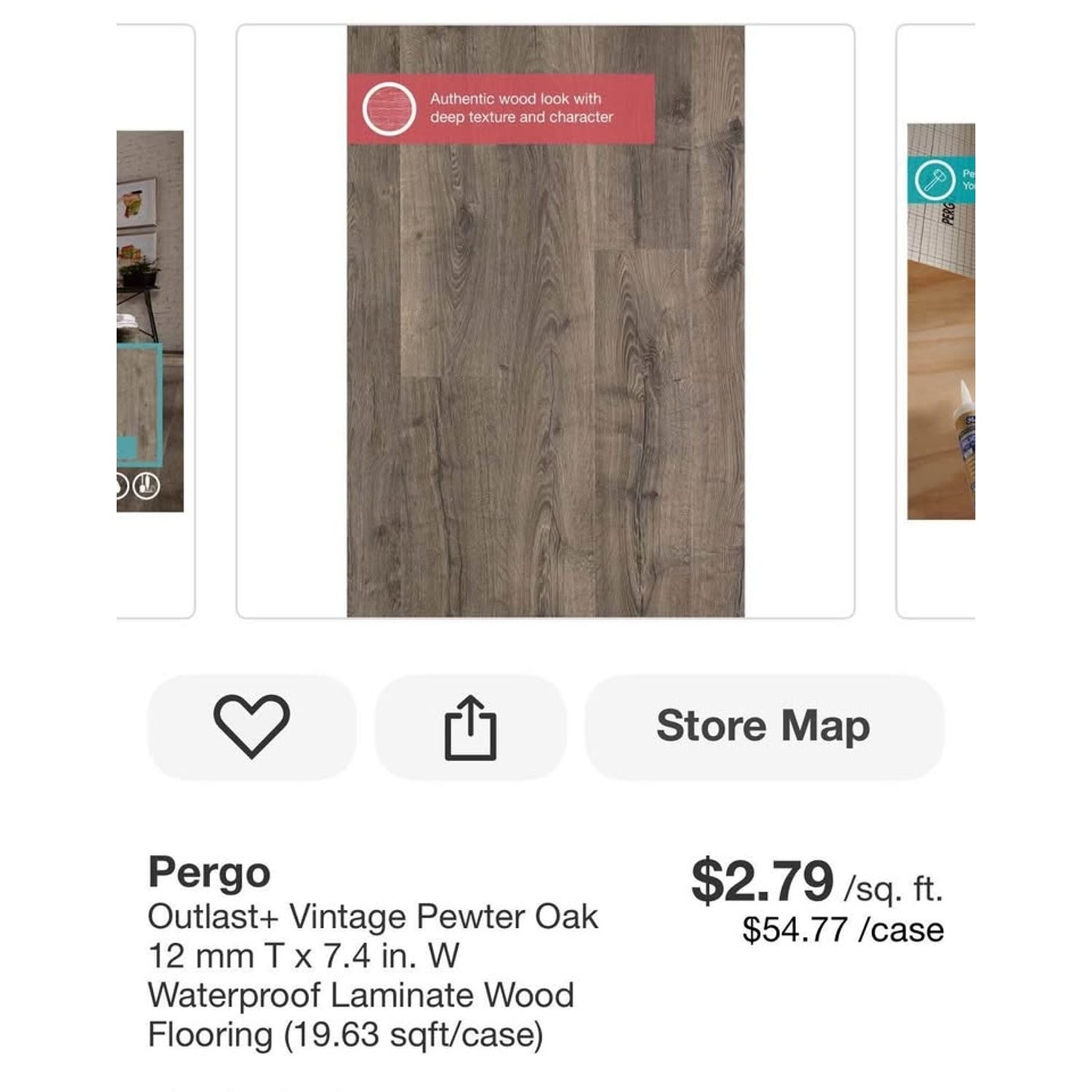 Outlast+ Vintage Pewter Oak 12 mm Tx7.4 in. W waterproof Laminate wood flooring