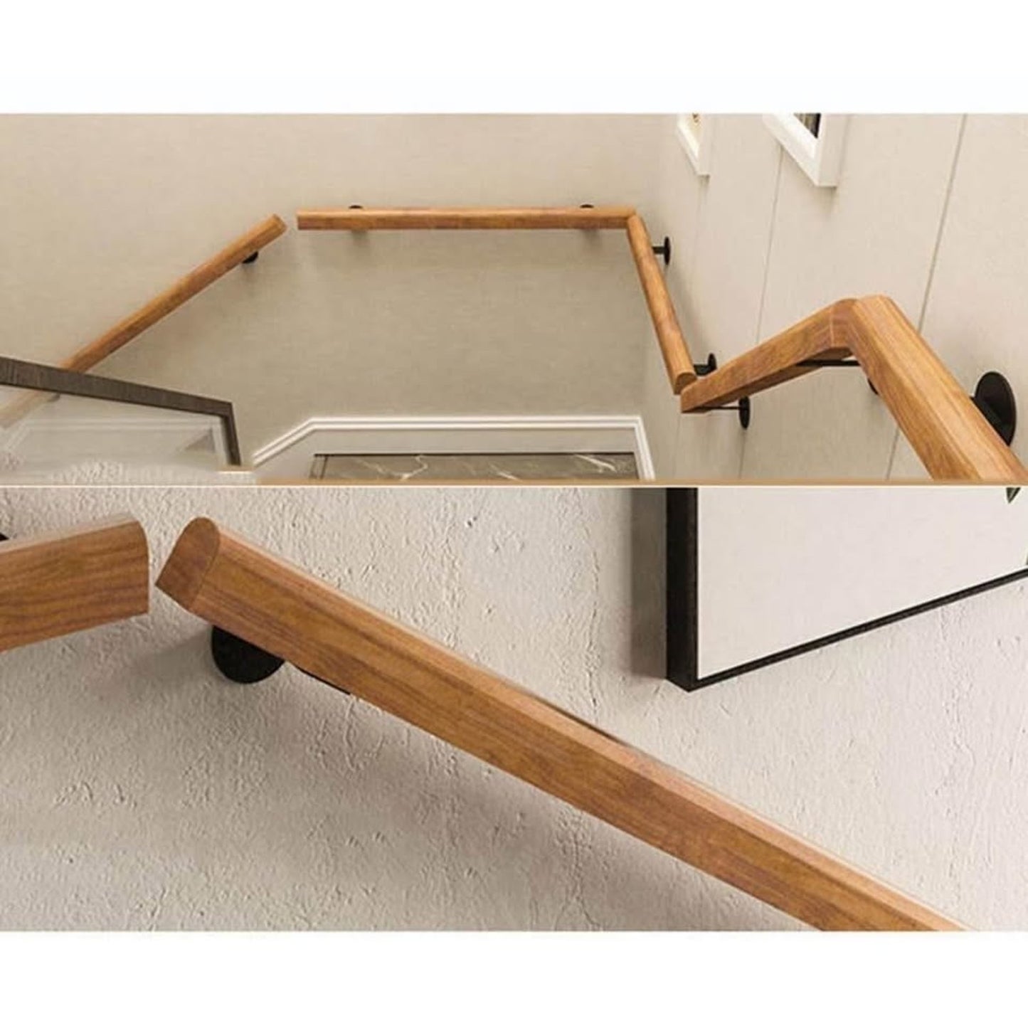 Stair Handrail, Wooden Handrail, 1-20FT Length, Stair Railing, Indoor Wall Handrail, Natural Wood, E