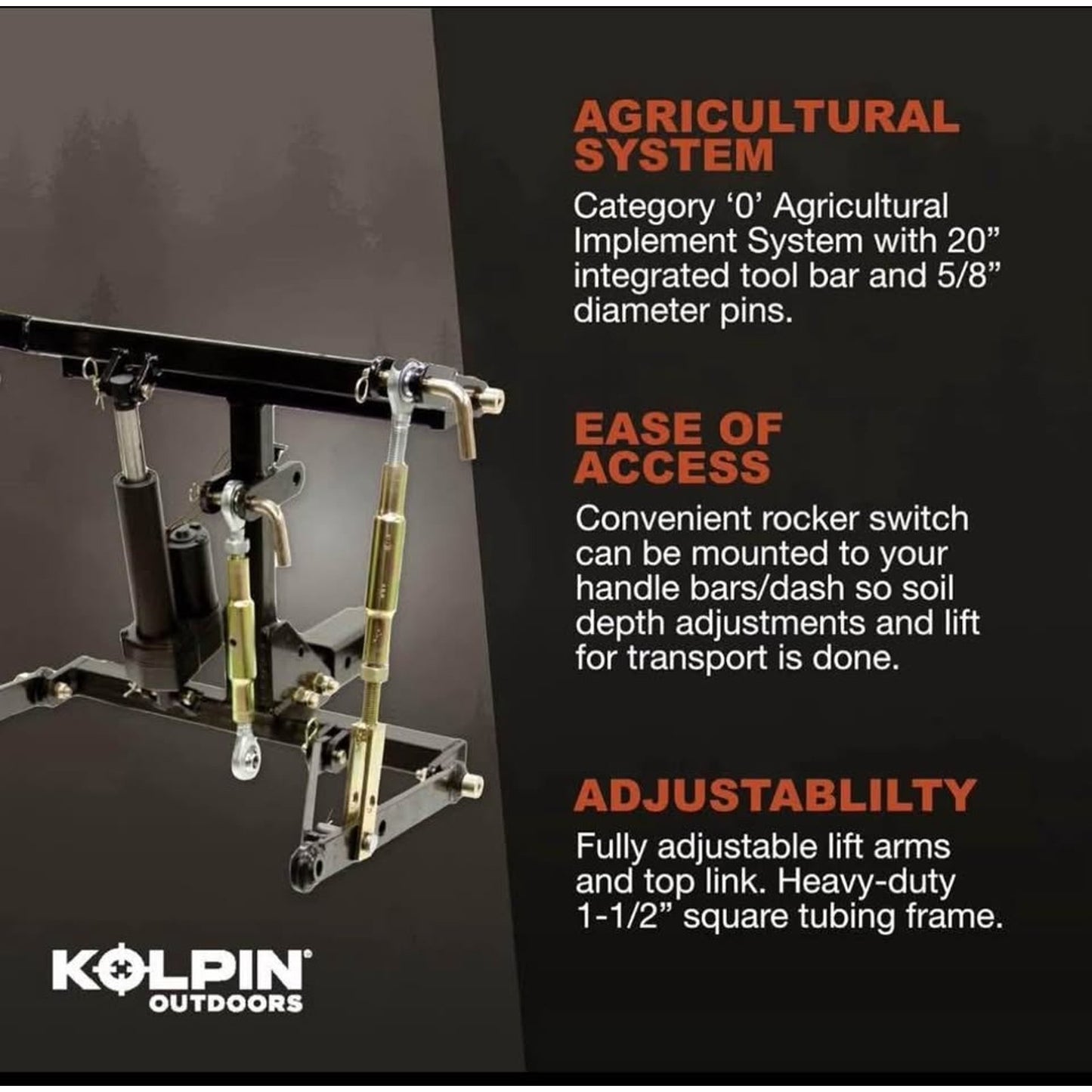 Kolpin Heavy-Duty 3-Point Hitch System - WHS03HD,black (open box item)