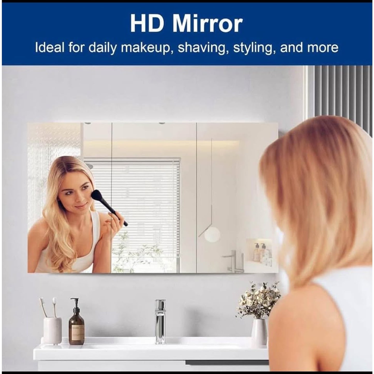 Medicine Cabinet Mirror, 60 * 36 Bathroom Mirror with Storage Recessed or Surface Wall Mounted Medic