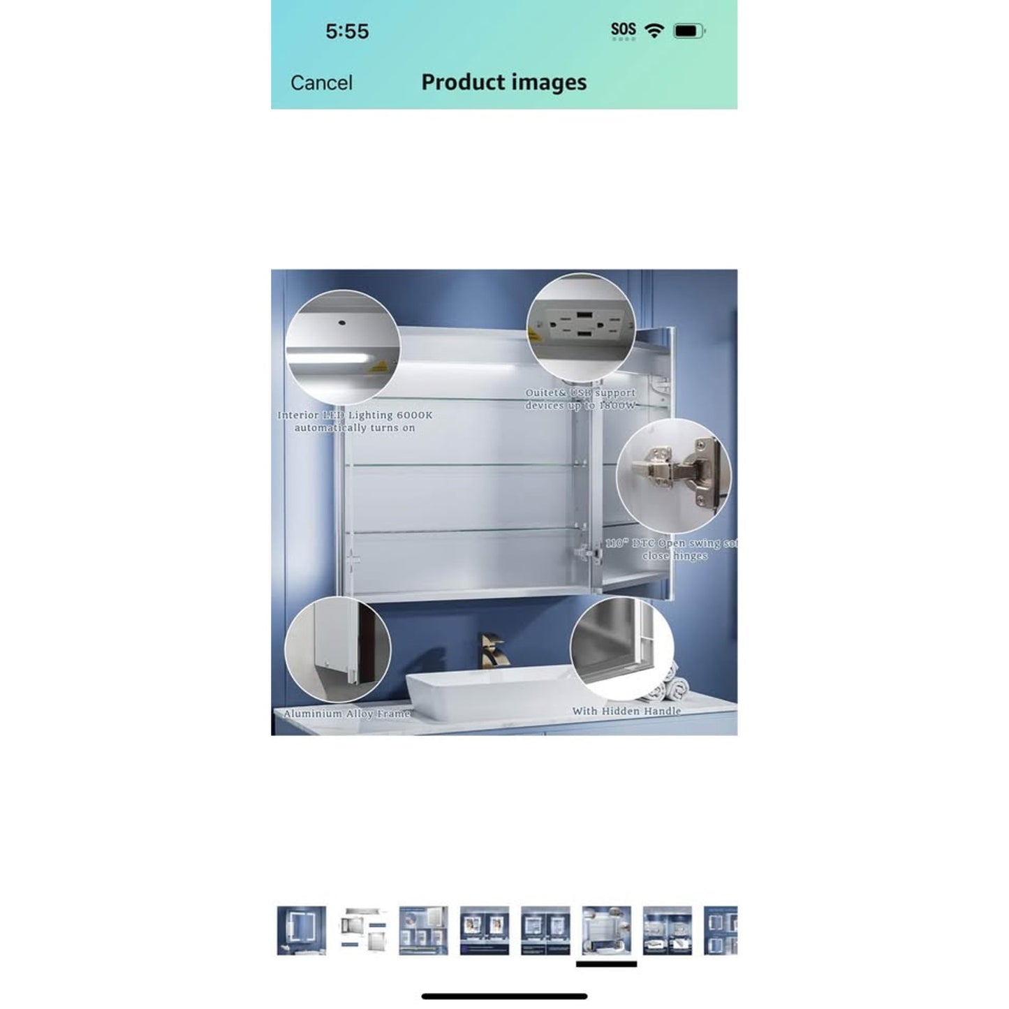 ExBrite LED Lighted Bathroom Medicine Cabinet with Mirror, 30 x 30 Inch, Recessed or Surface led
