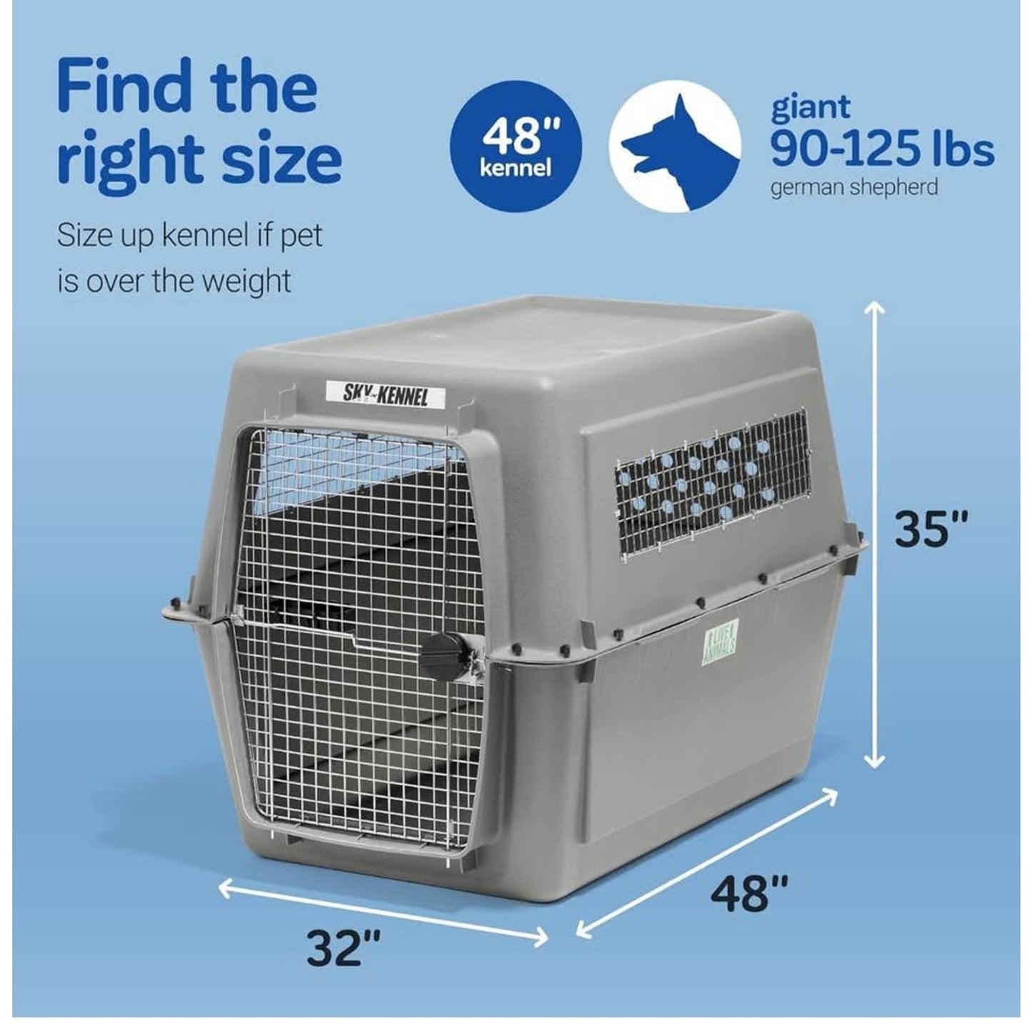 Petmate Sky Kennel - For Air and Travel, Airline Approved Dog Crate for Pets 90-125 lbs, Heavy Duty