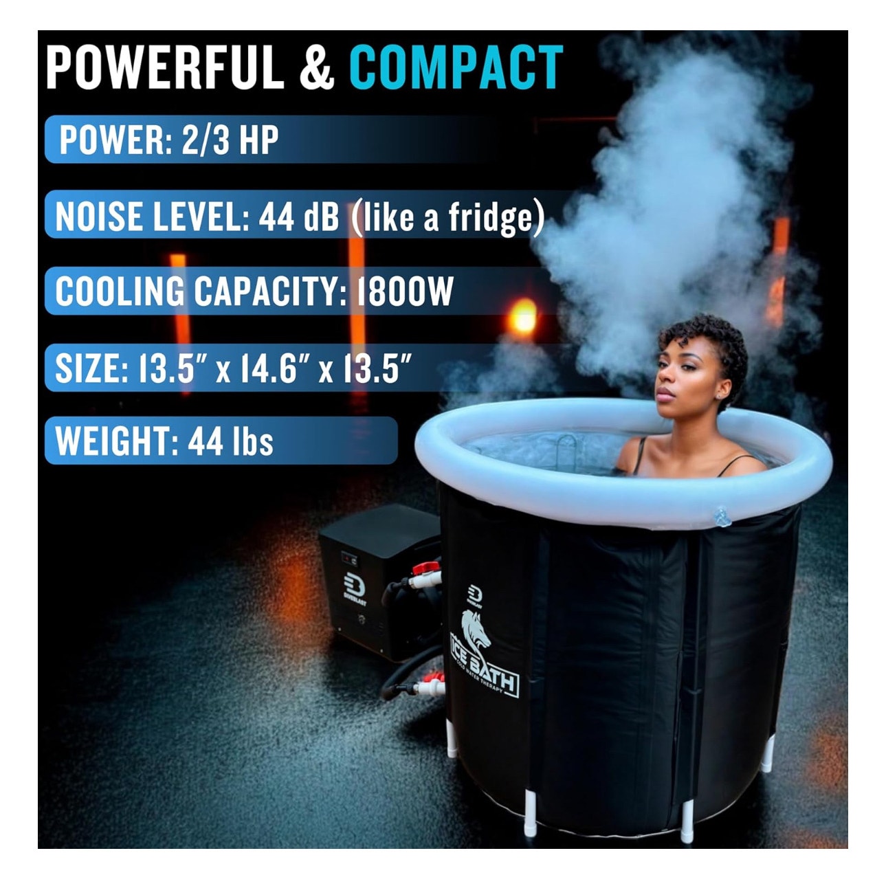 Cold plunge tub with water chiller pump and filter