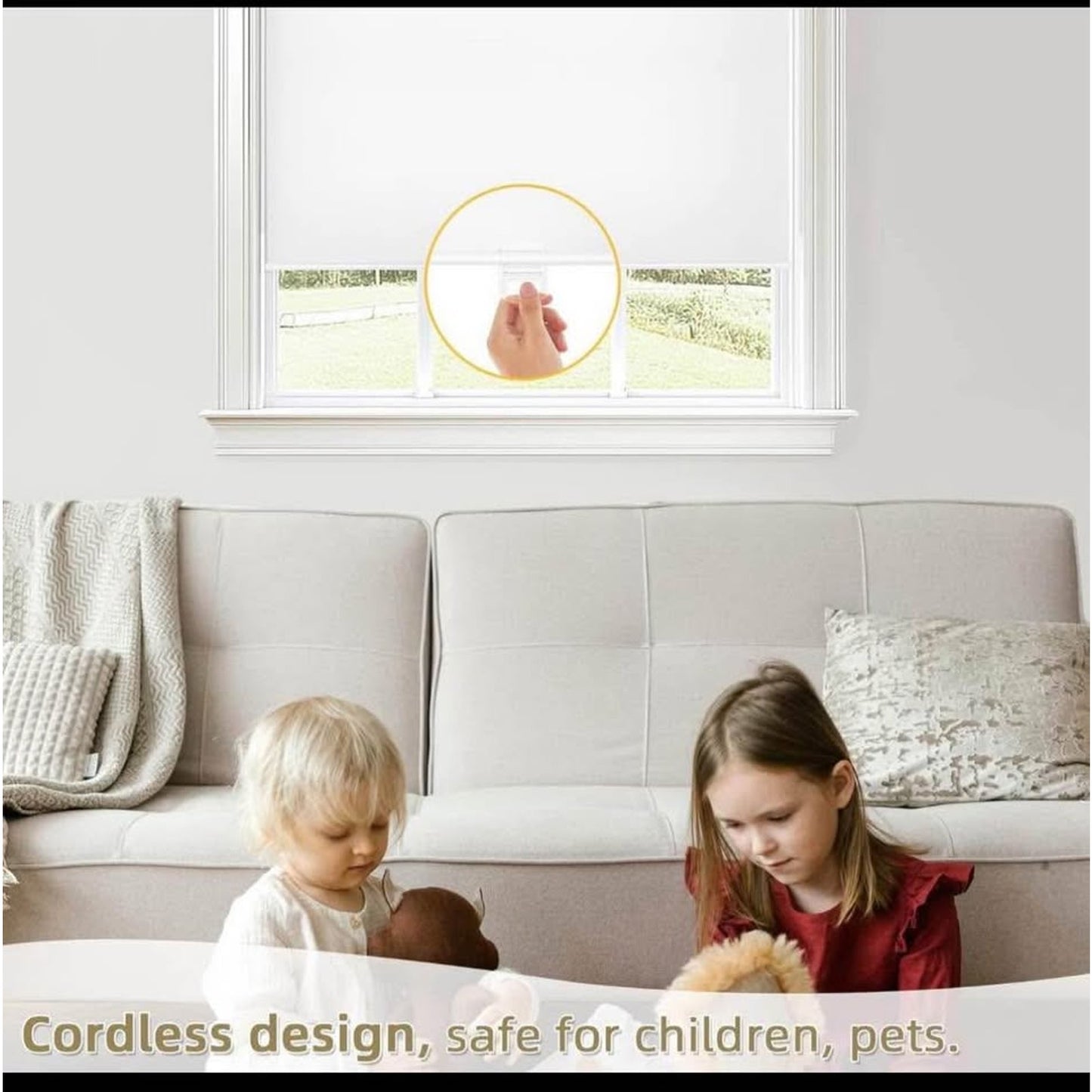 ChrisDowa Cordless Blackout Roller Shades for Windows, Thermal Insulated UV Protection Pull Down Sha