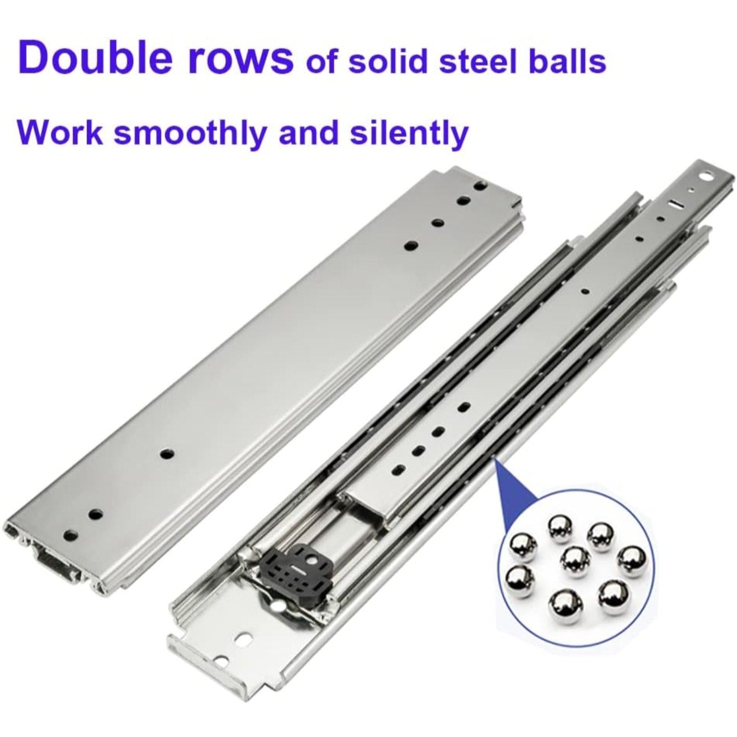 1 Pair of 60 Inch Heavy Duty Drawer Slides 500LB Full Extension Side Mount Ball Bearing Drawer Rail