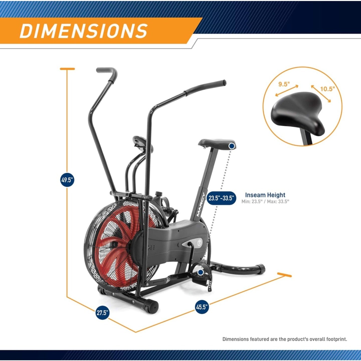 Marcy Air-Resistance Exercise Fan Bike With Dual Acction Handlebars