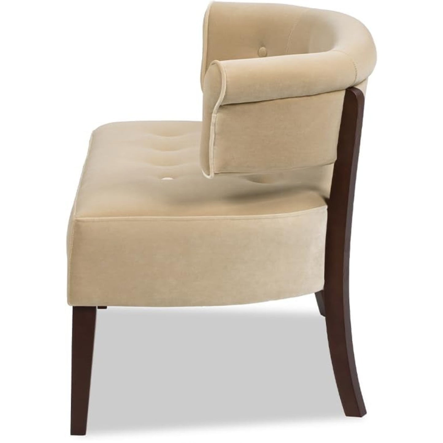 Jennifer Taylor Home Jared Roll Arm Tufted Bench Settee with Back, Fawn Brown Performance Velvet