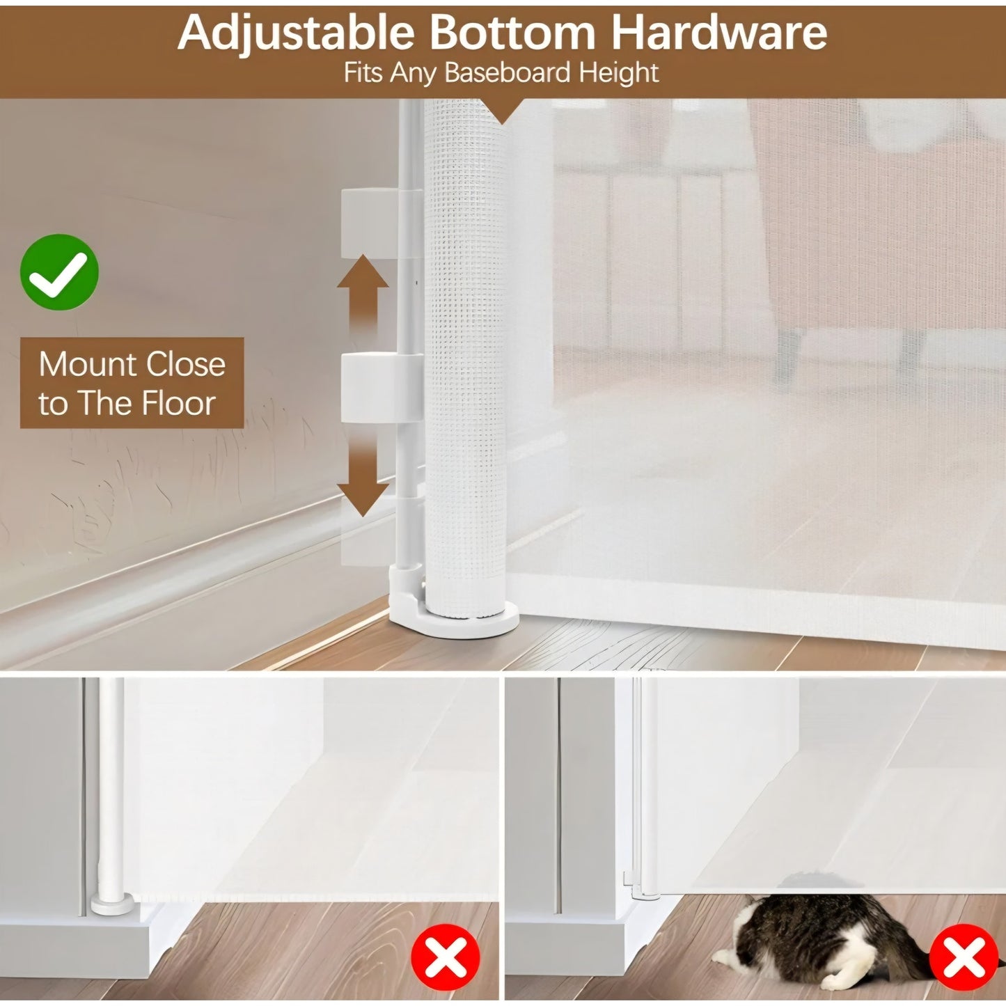 55 Inch Extra Tall Pet Gate Tall Retractable Baby Gate,Extends to 55" Wide Retractable Gate Outdoor