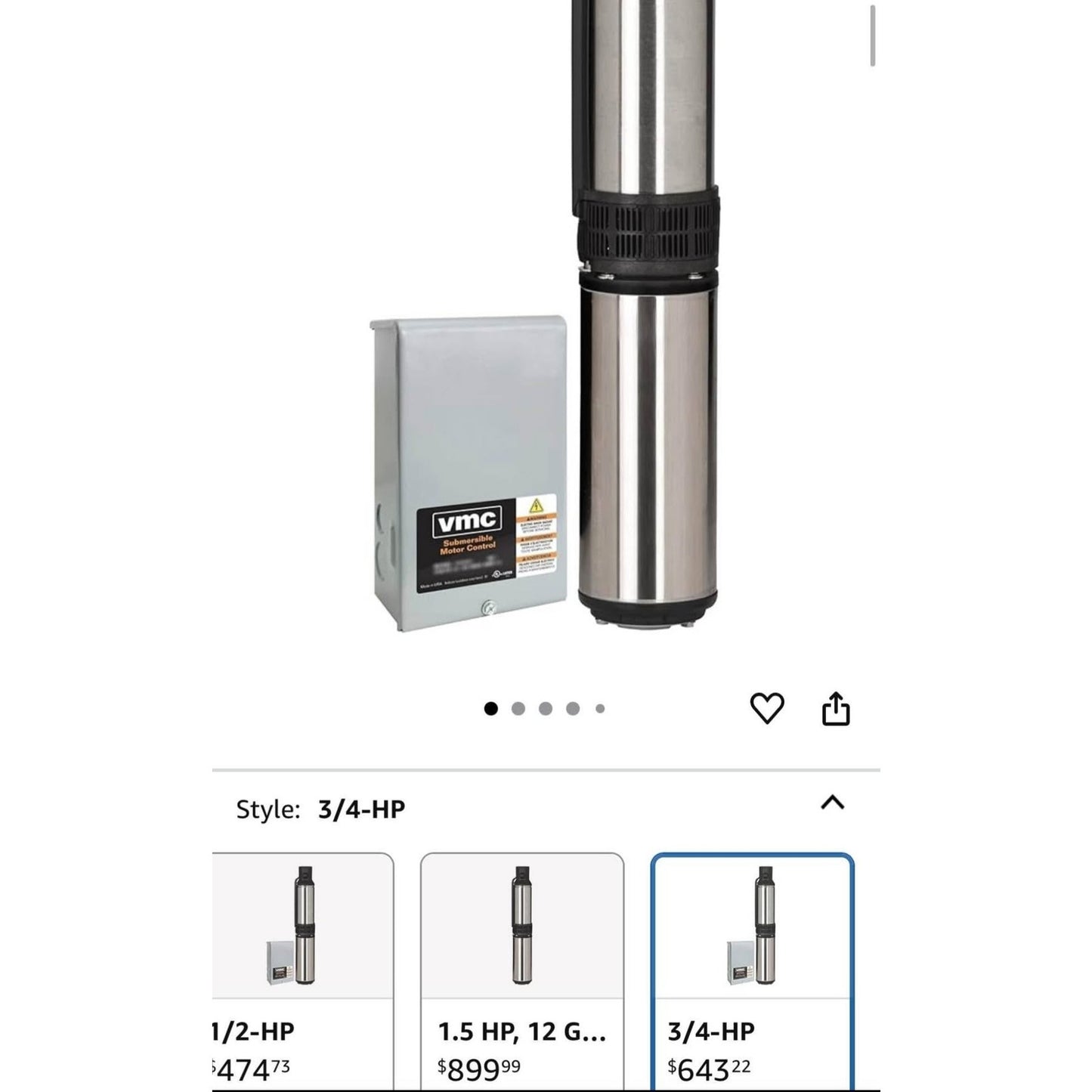 Red Lion 14942406 RL12G07-3W2V 4-inch Submersible Deep Well Pump with Control Box, 3/4 HP, 12 GPM, 3