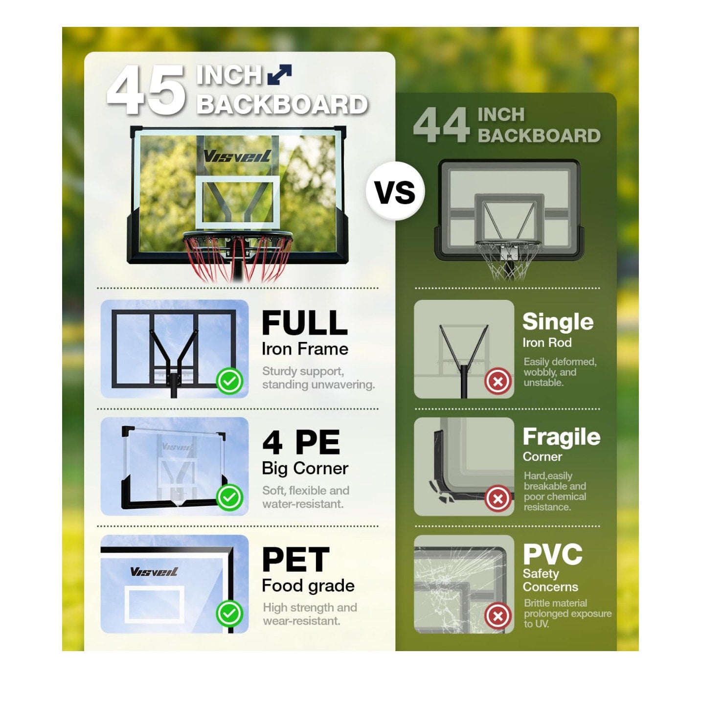 Basketball Hoop,Portable Basketball Hoop System for Outdoor, Adjustable Height.