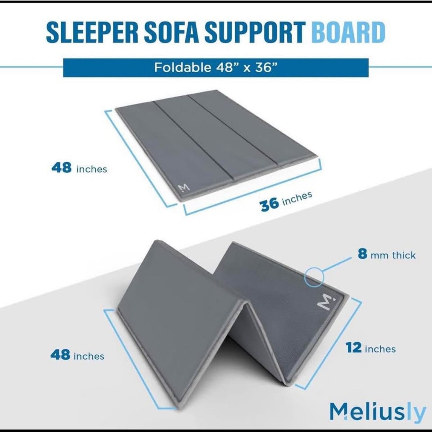Meliusly Heavy Duty Sleeper Sofa Support Board (48x36 - Twin Size) Reinforced Wood Sofa Bed Support,