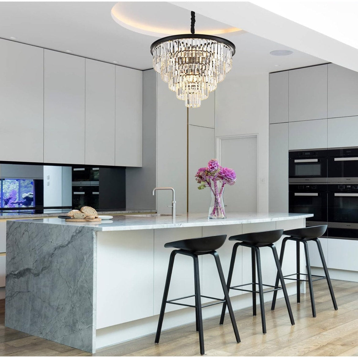 Black Crystal chandelier 7- tier Luxury K9 crystal chandeliers
