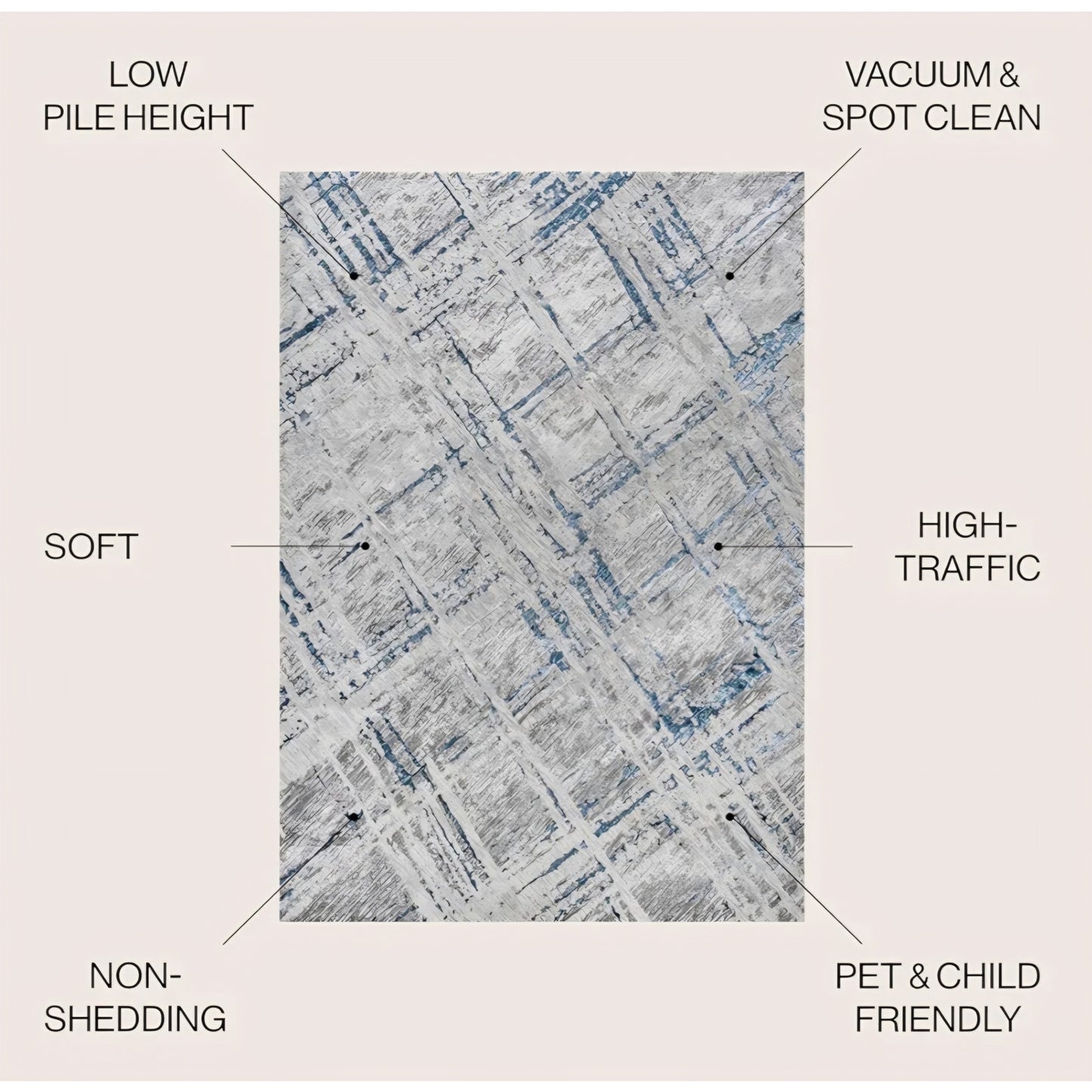 JONATHAN Y Slant Abstract Gray/Blue Indoor Area Rug 8X10 ft, Modern for Living Room, Bedroom,