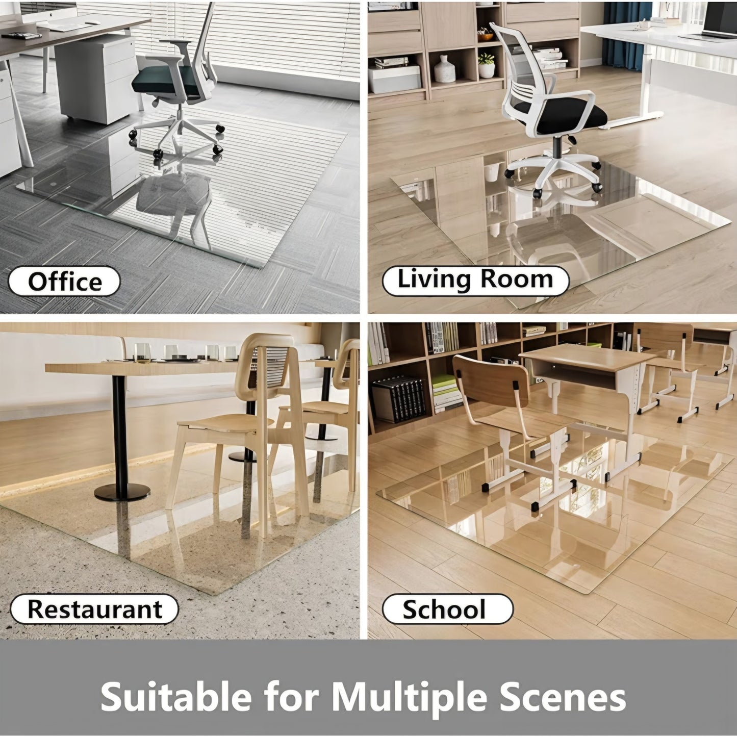 Koonmi Chair Mat for Carpet, Tempered Glass 46"x55" Office Chair Mat, Glass Floor Mat Protector