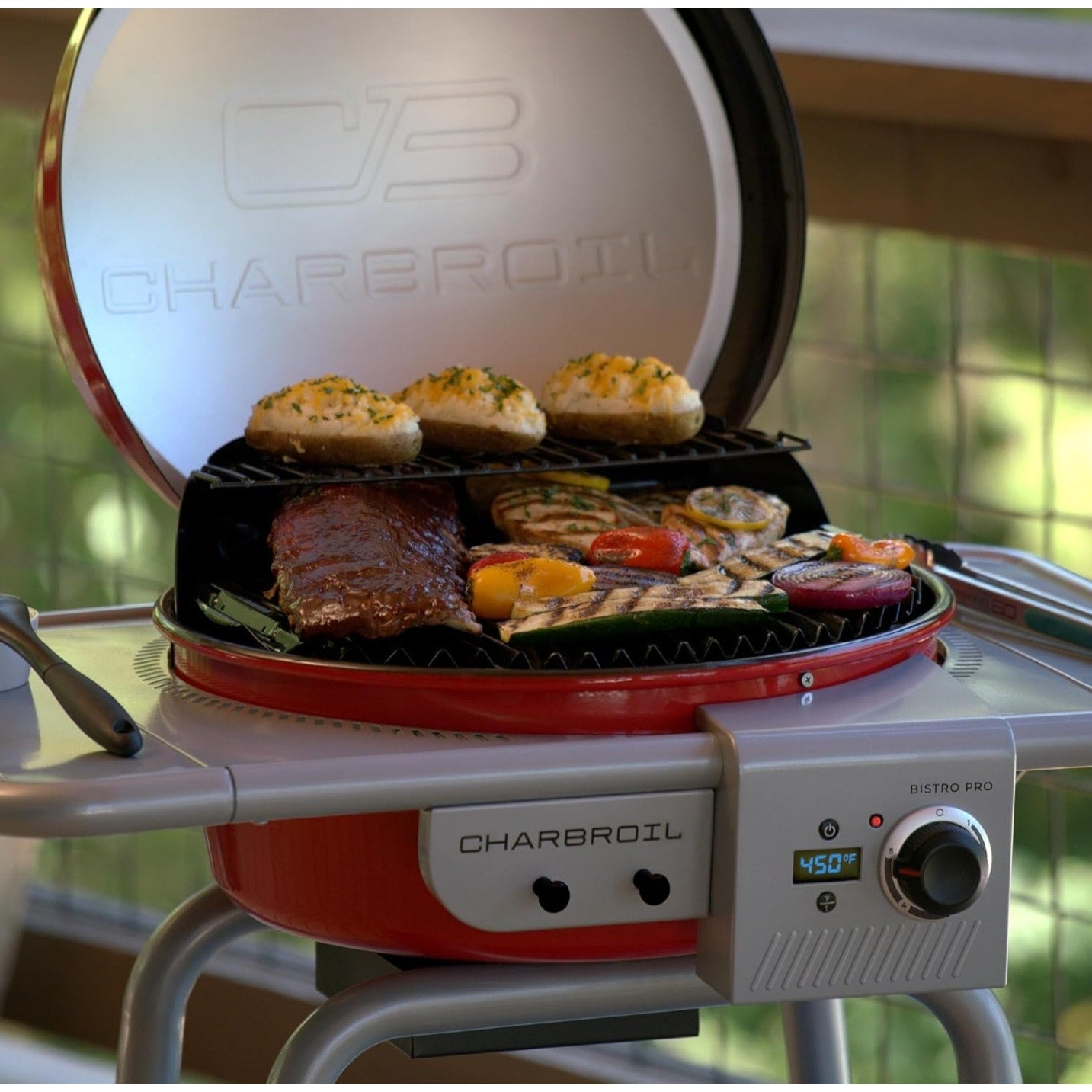 Bistro Pro Electric Grill & Griddle + Charcoal Mode, Red - 25302146