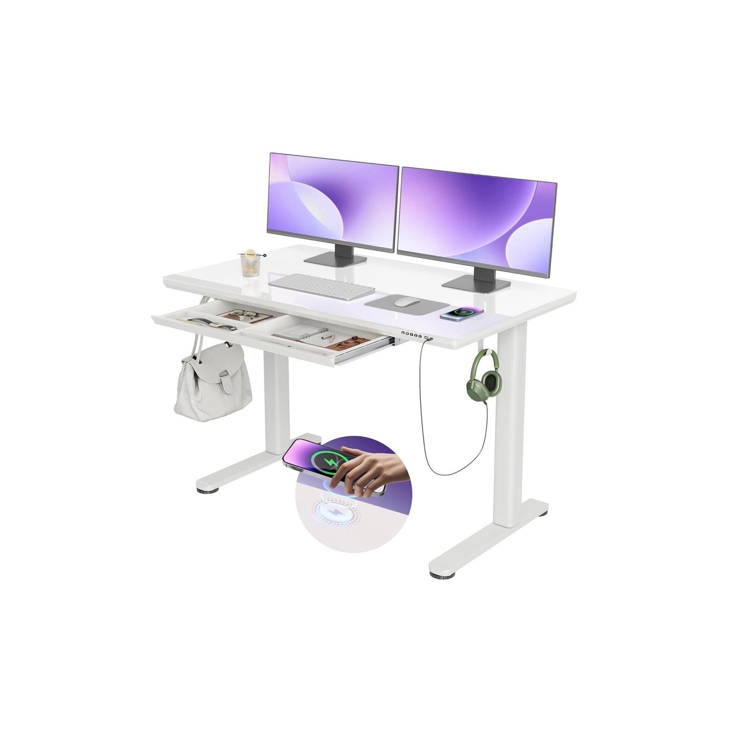 Electric charging glass desk