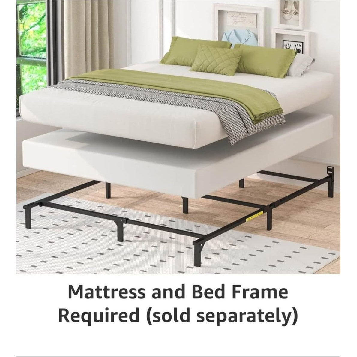 Amazon Basics Smart Box Spring Bed Base, 9-Inch Height Mattress Foundation, Tool-Free Easy