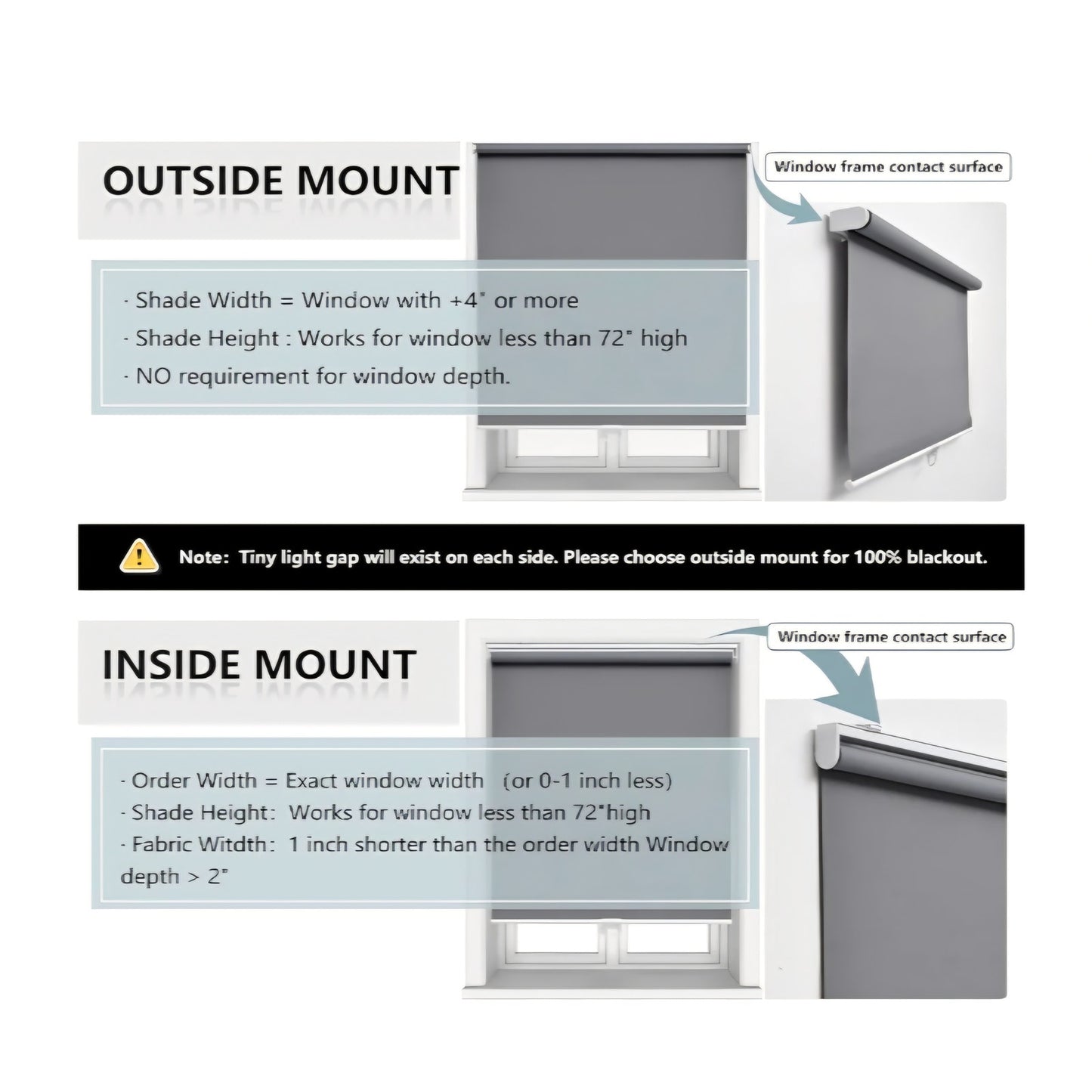 Cordless Roller Shades Blackout Blinds for Windows Room Darkening Rolled Up Shades with Spring System,