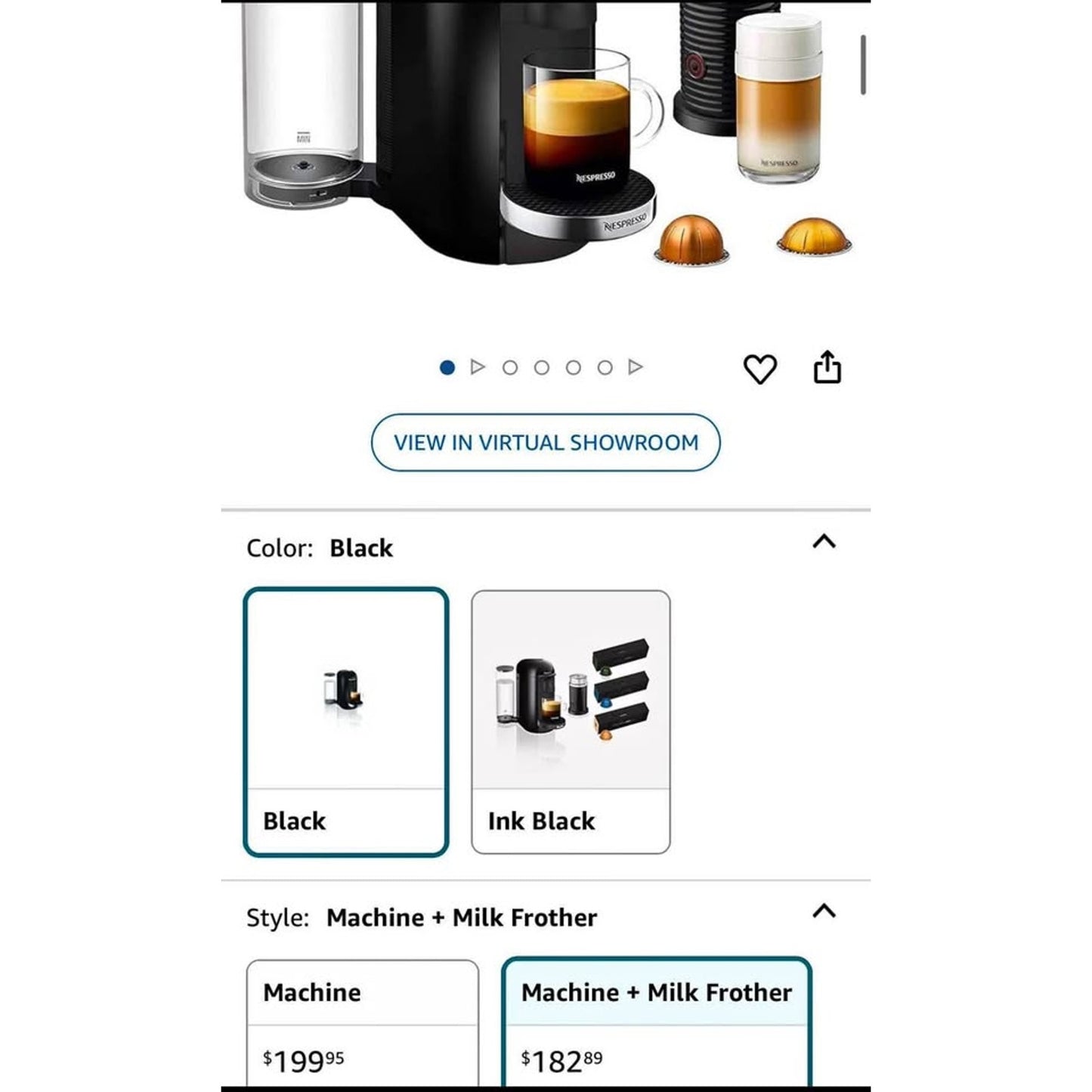 Nespresso Vertuo Plus Deluxe Coffee and Espresso Maker by Breville, Piano Black with Aeroccino Milk