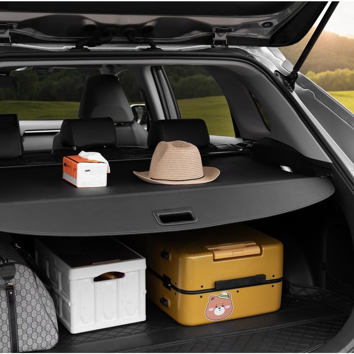 Cargo Cover for Toyota RAV4 2019-2024, Upgraded Waterproof Retractable Trunk Cover Security Shield Shade for Toyota, UV Resistant Rear Trunk Cover with Aluminum Alloy & PVC Material