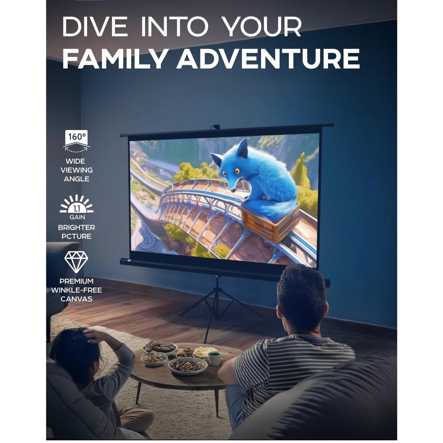 PropVue Projector Screen with Stand 84" - Indoor & Outdoor Projection Screen for Movie