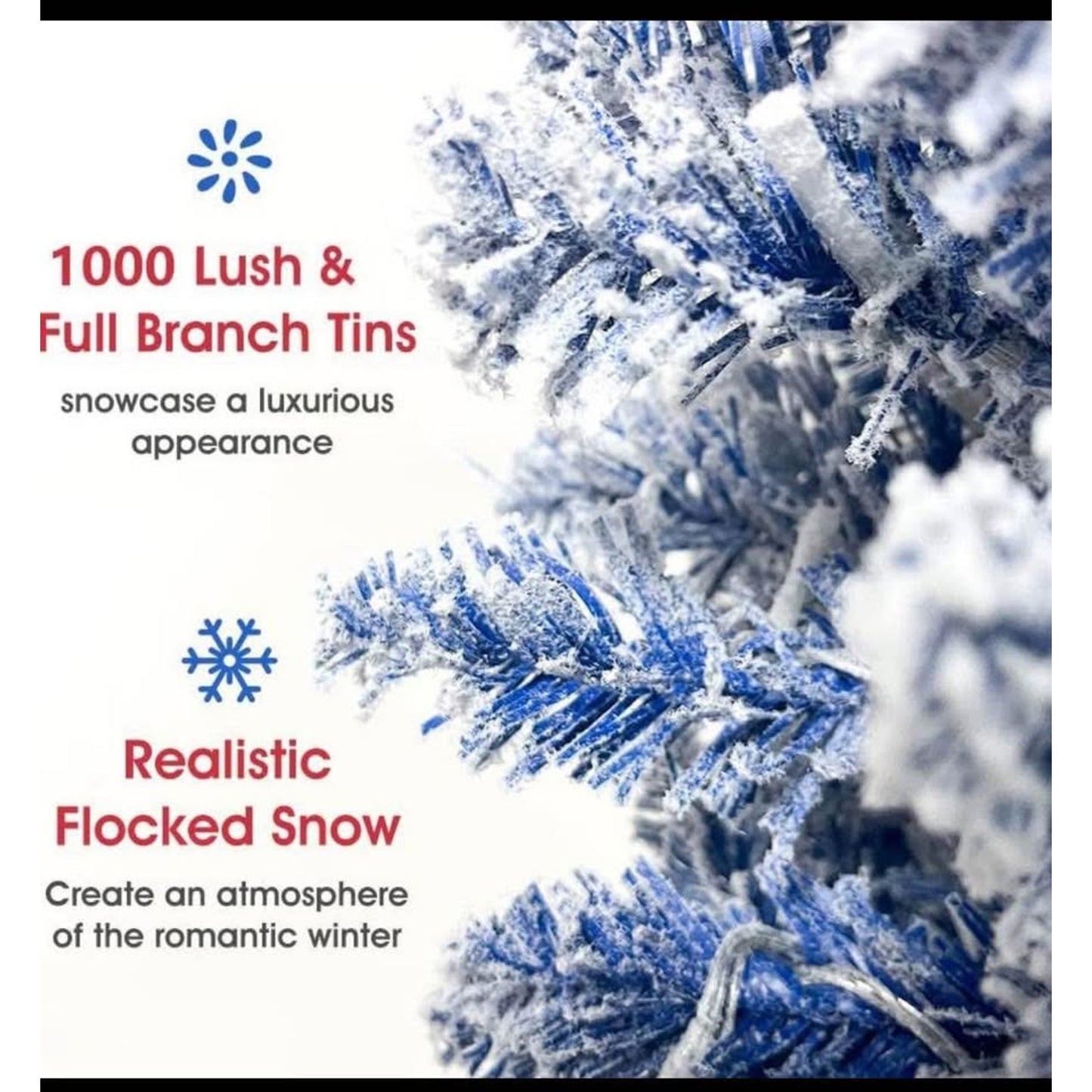 $30 obo 7FT Blue Pre-Lit Skinny Christmas Tree, Auto Open Snow Flocked Full Xmas Tree with 1000 Bran