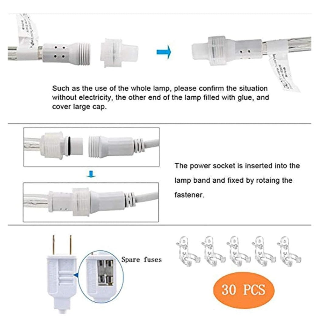 (New) 100FT Rope Lights Outdoor, 720 LED Waterproof Rope Lights, LED Connectable Flexible TubeLight
