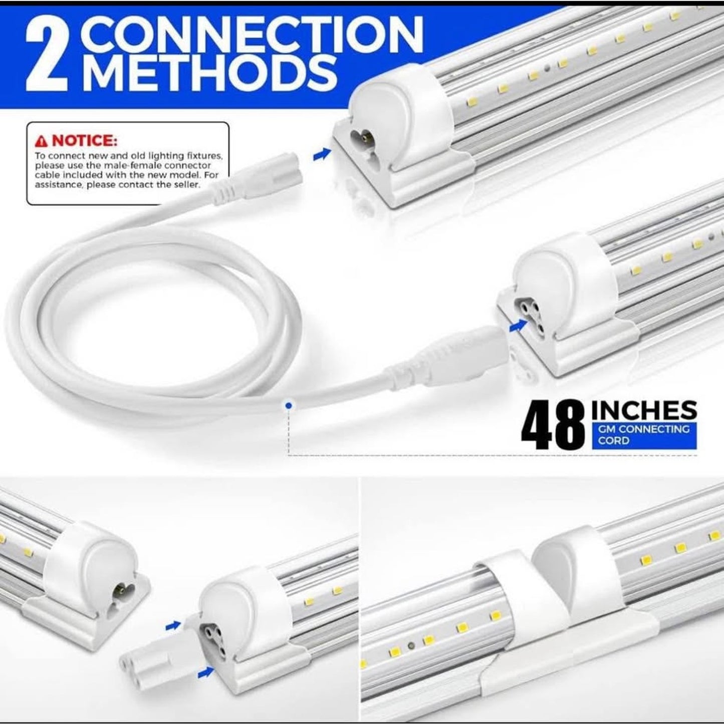 Barrina LED Shop Light, 8FT 72W 10000LM 5000K, Daylight White, V Shape, Clear Cover, Hight Output, L