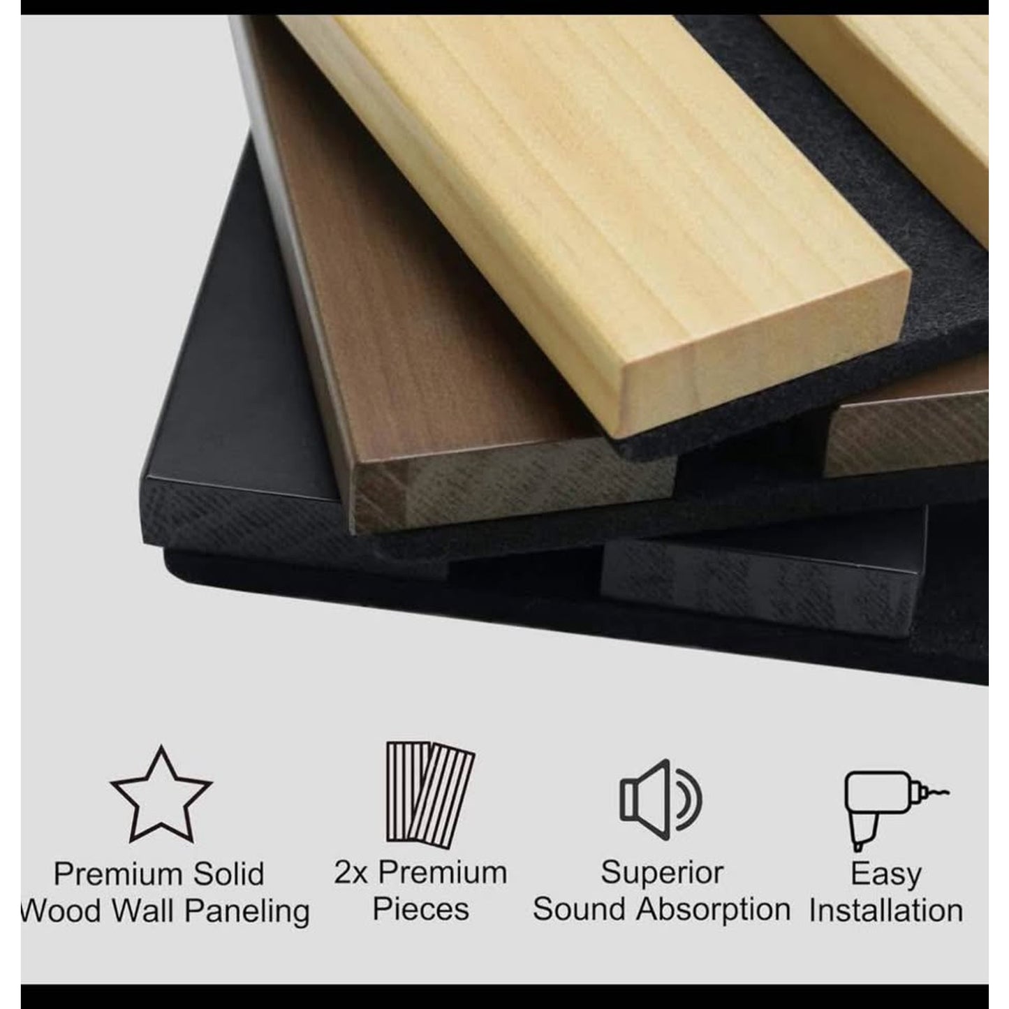 ROOMTEC Acoustic Wood Wall Panels, 94.49” x 12.6” Soundproof Wall Panels, Wood Slat Wall Panels for