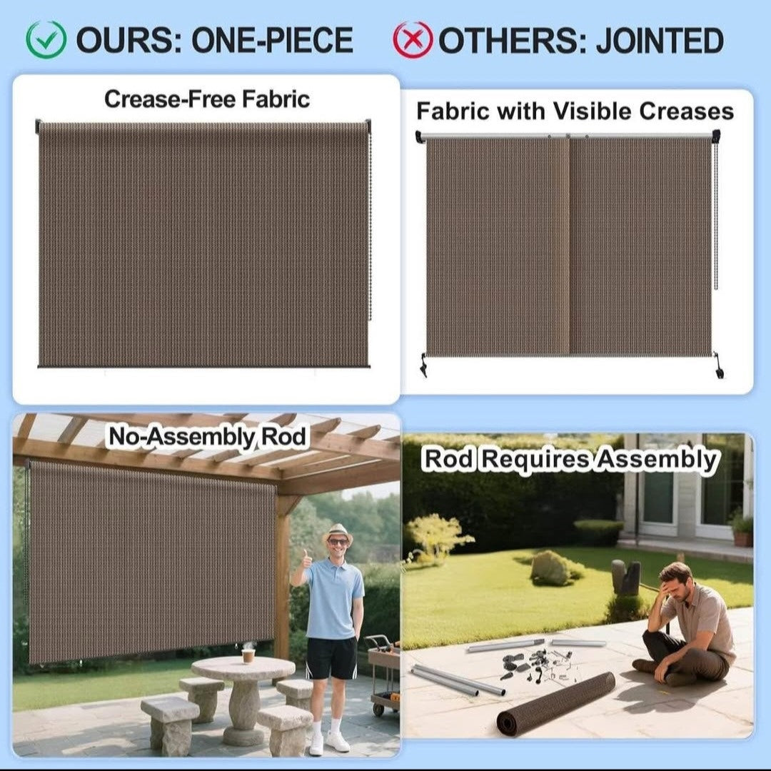 50 OBO LOVE STORY Outdoor Roller Shades,6'(W)*6'(H) Exterior Roll Up Shades,Roll Up Blinds forPatio