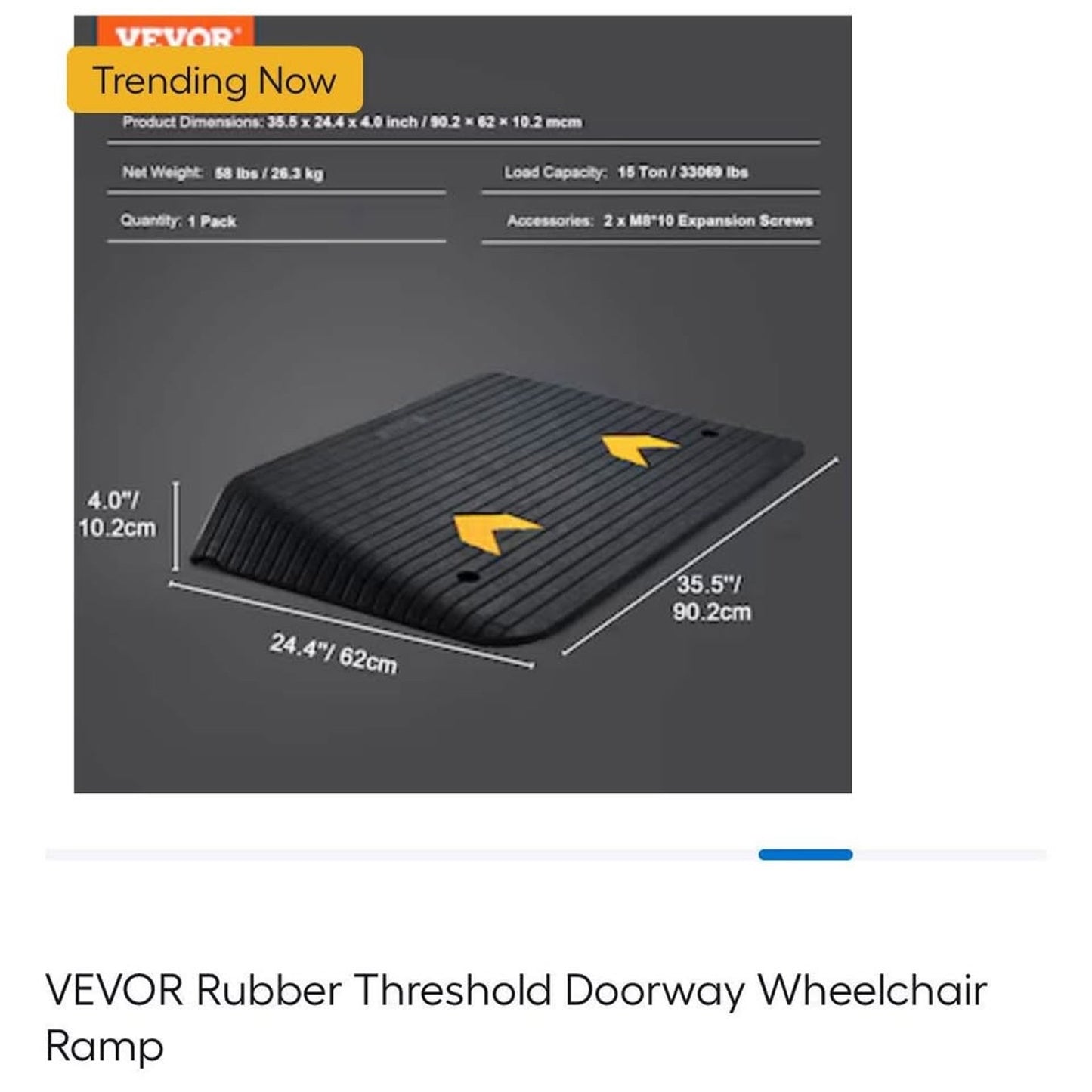VEVOR Rubber Threshold Doorway Wheelchair Ramp