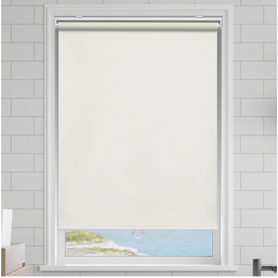 Cordless Roller Shades Blackout Blinds for Windows Room Darkening Rolled Up Shades with Spring