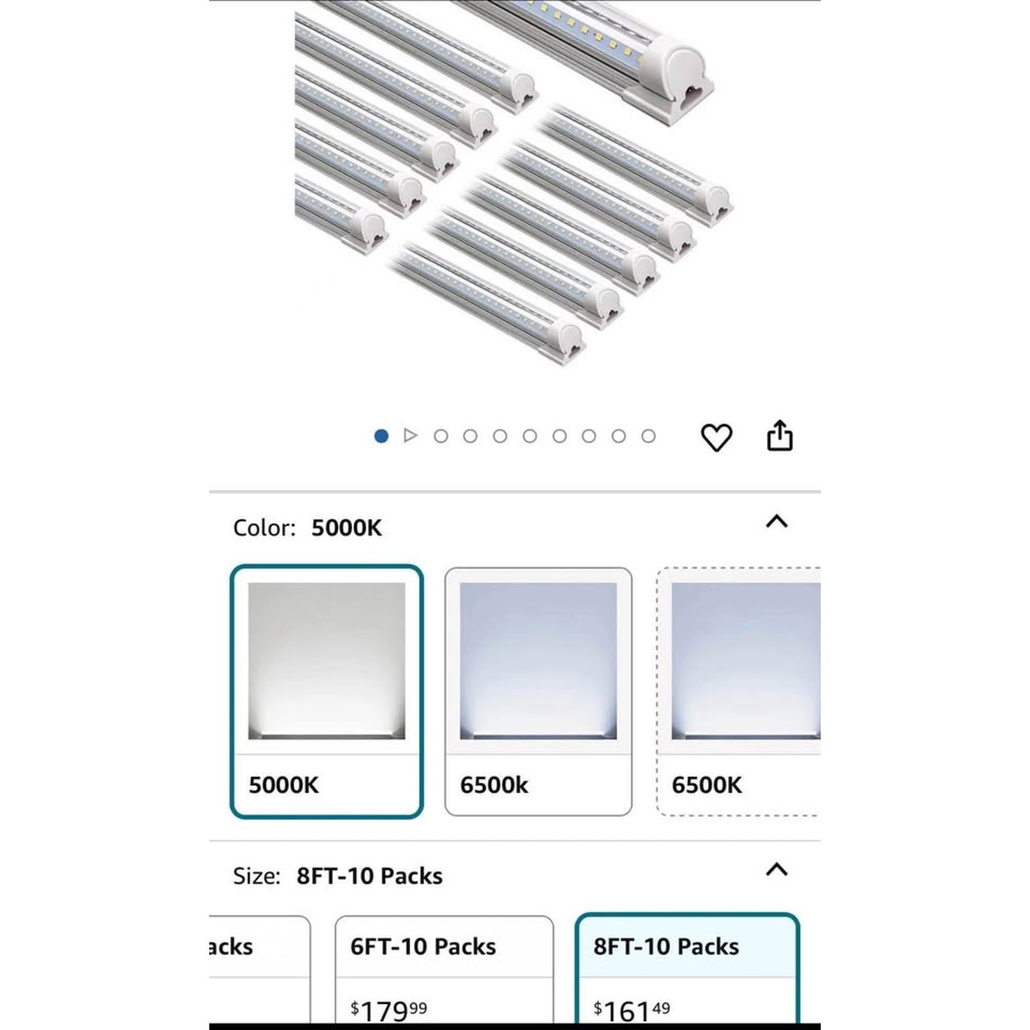 Barrina LED Shop Light, 8FT 72W 10000LM 5000K, Daylight White, V Shape, Clear Cover, Hight Output, L