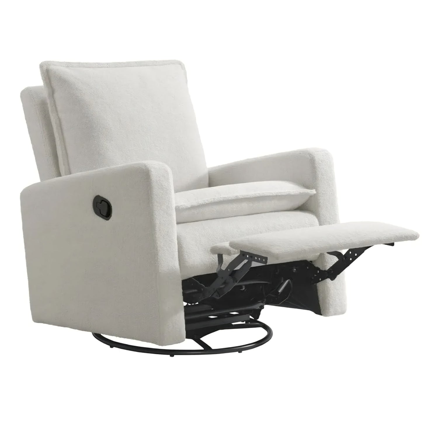 Oxford Baby Uptown Upholstered Swivel Glider and Recliner Nursery Chair, Boucle White