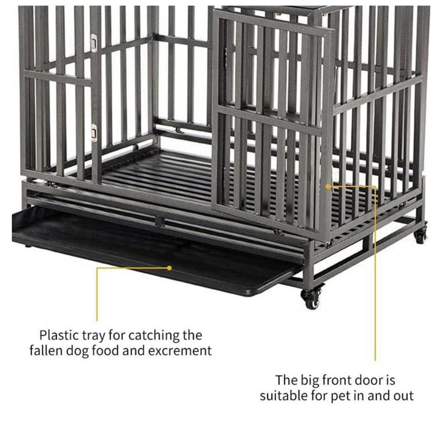 LUCKUP 38 Inch Heavy Duty Dog Cage Metal Kennel and Crate for Large Dogs,Easy to Assemble Pet Plaype