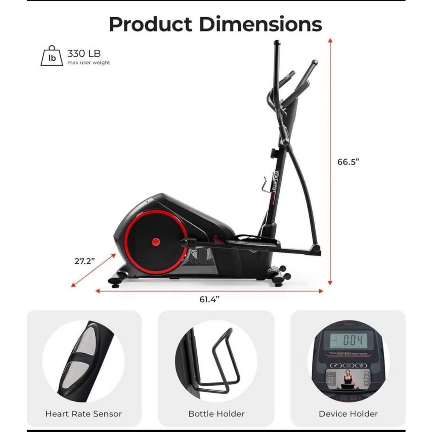 Sunny Health & Fitness Smart Elliptical Full-Body Cross Training Machine w/Extended Stride, Cardio E