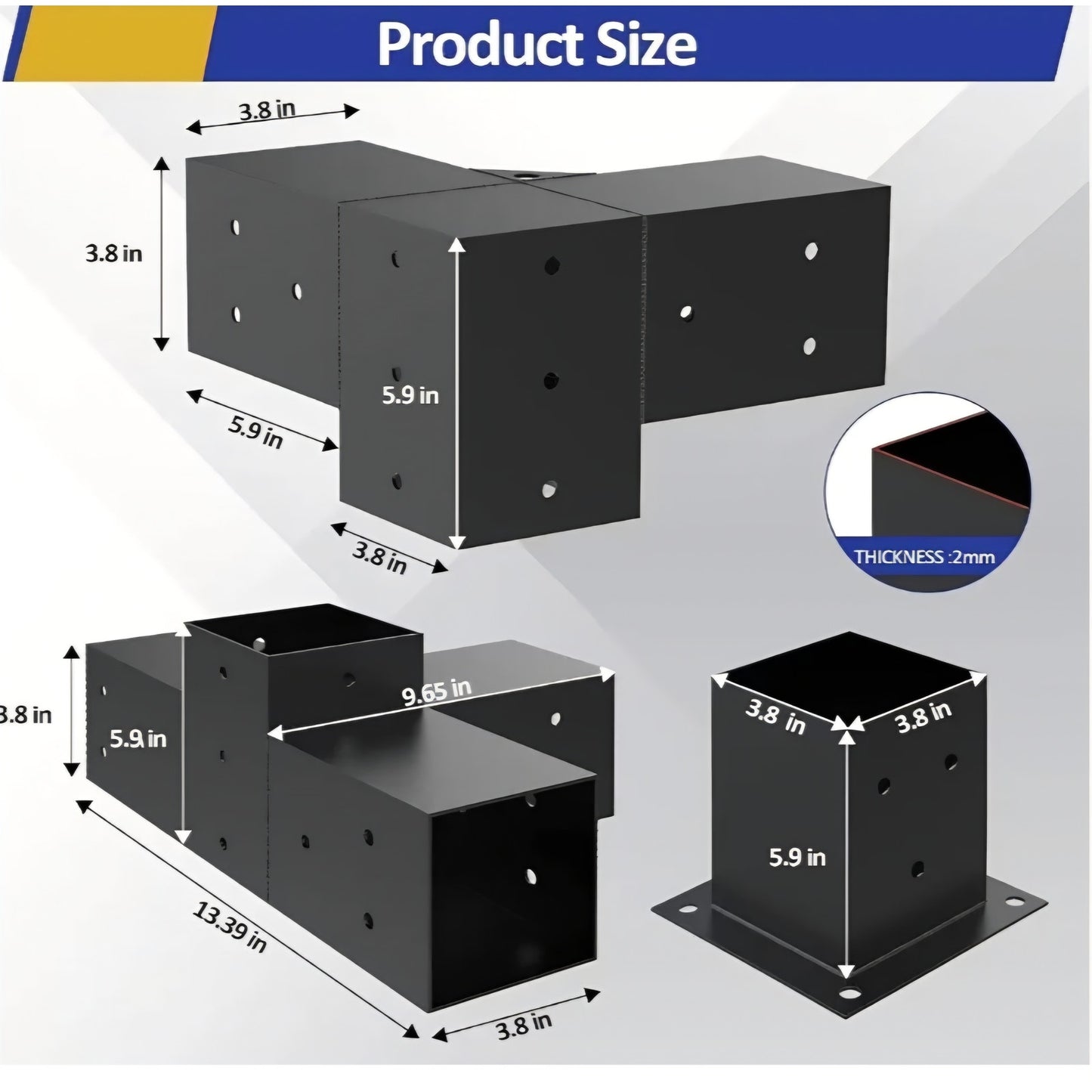 Heavy Alloy Steel Pergola Kit with 3-Way Brackets for 4"x 4" (Actual 3.6" X 3.6") LumberDIY Pergola
