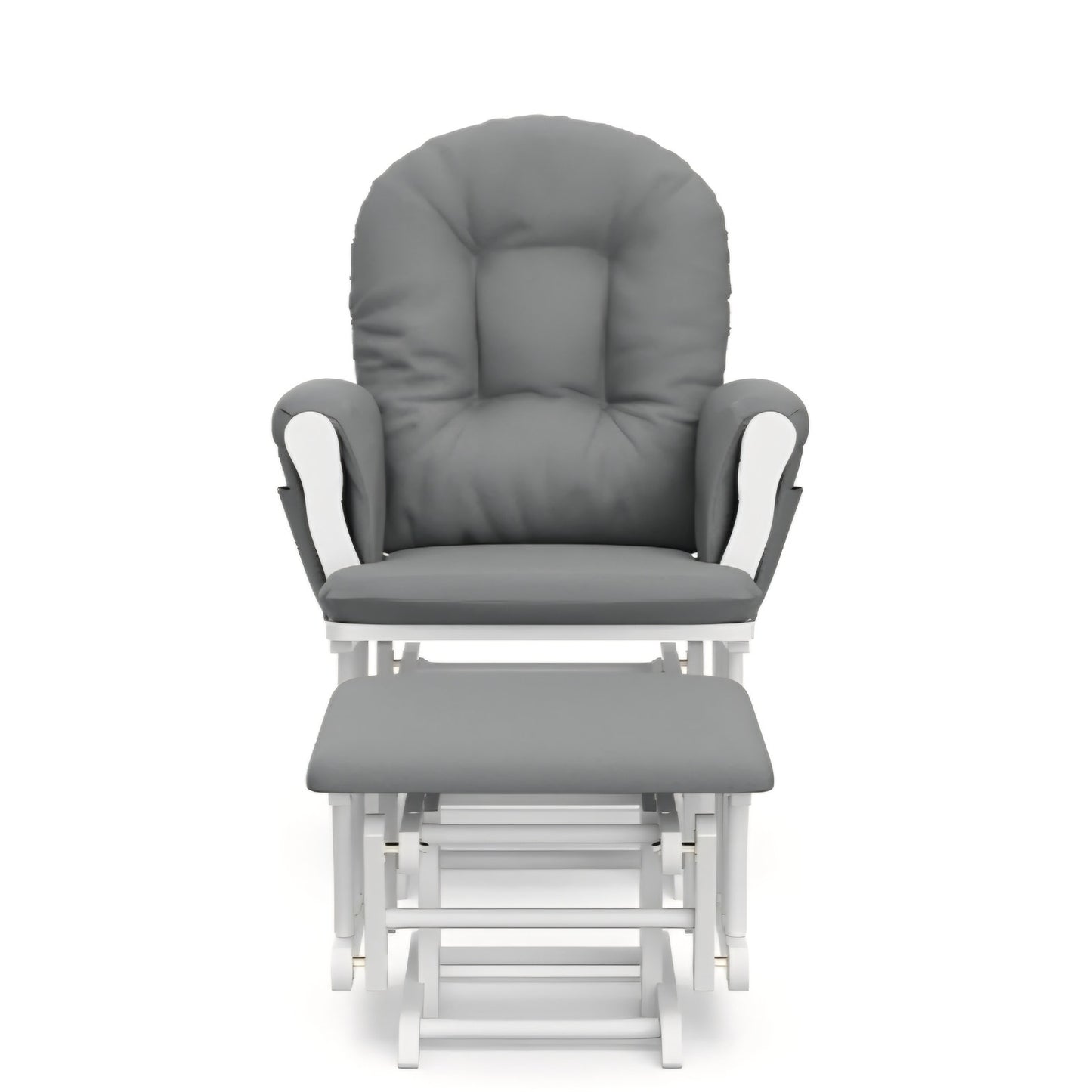 Storkcraft Premium Hoop Glider & Ottoman (White/Gray) — GREENGUARD Gold Certified Nursery