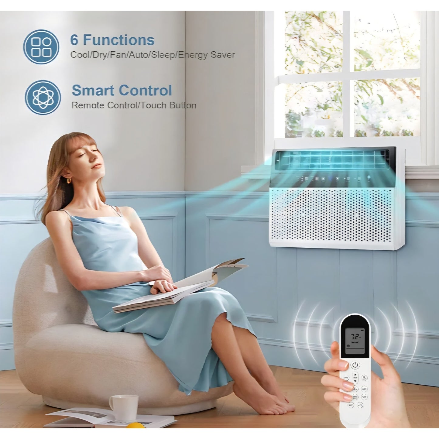 Antarctic Star 10,000 BTU Window Air Conditioners, U-Shaped Air Condtioner Window Unit Cools up to 450 Sq. Ft, 6 Modes 24H Timer Energy-saving Window AC Units, Easy to Install, White