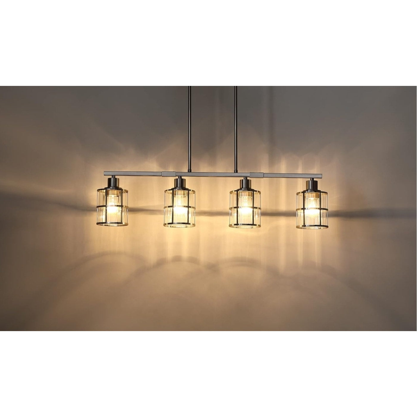 4 Light Kitchen Island Chandelier Modern Pendant Light Brushed Nickel Finish Ceiling Lighting Fixtu