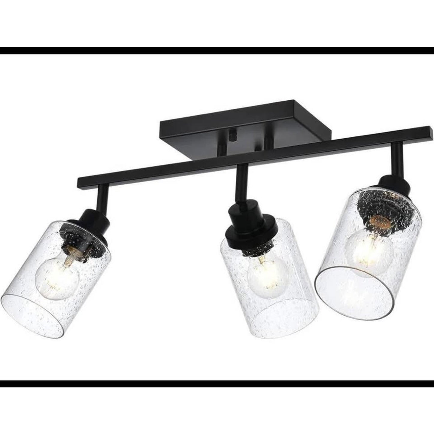 Yaohong 3 Light Track Lighting Kit Track Light Fixtures Rotatable Bathroom Ceiling Light Black Adjus