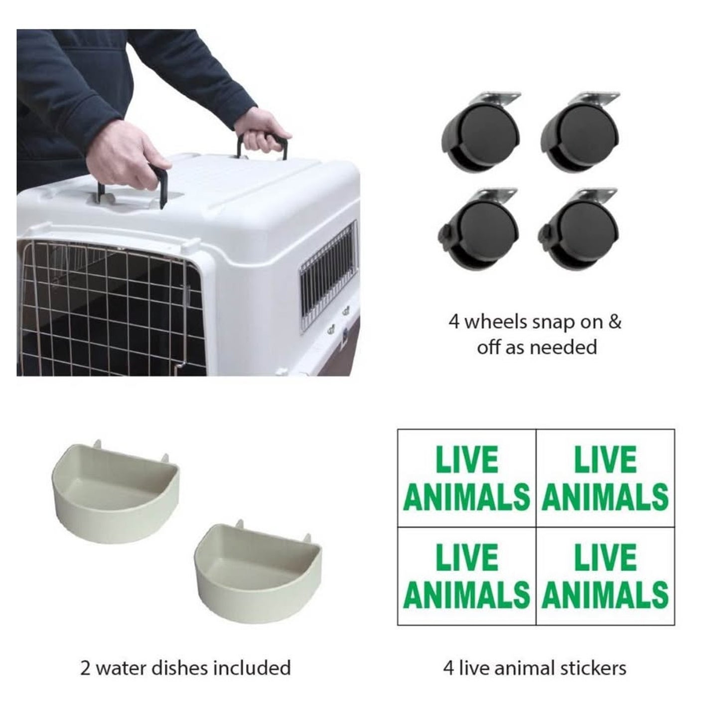 SportPet Designs Plastic Kennels Rolling Plastic Airline Approved Wire Door Travel Dog Crate, XXX-La