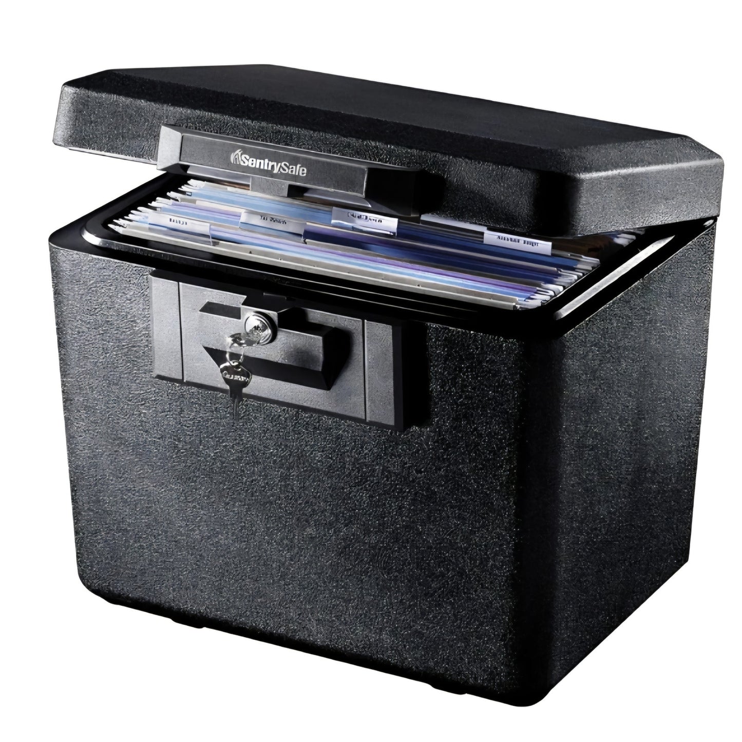 SentrySafe Black Fireproof Document Box with Key Lock, Safe Secures Files and Documents for Home