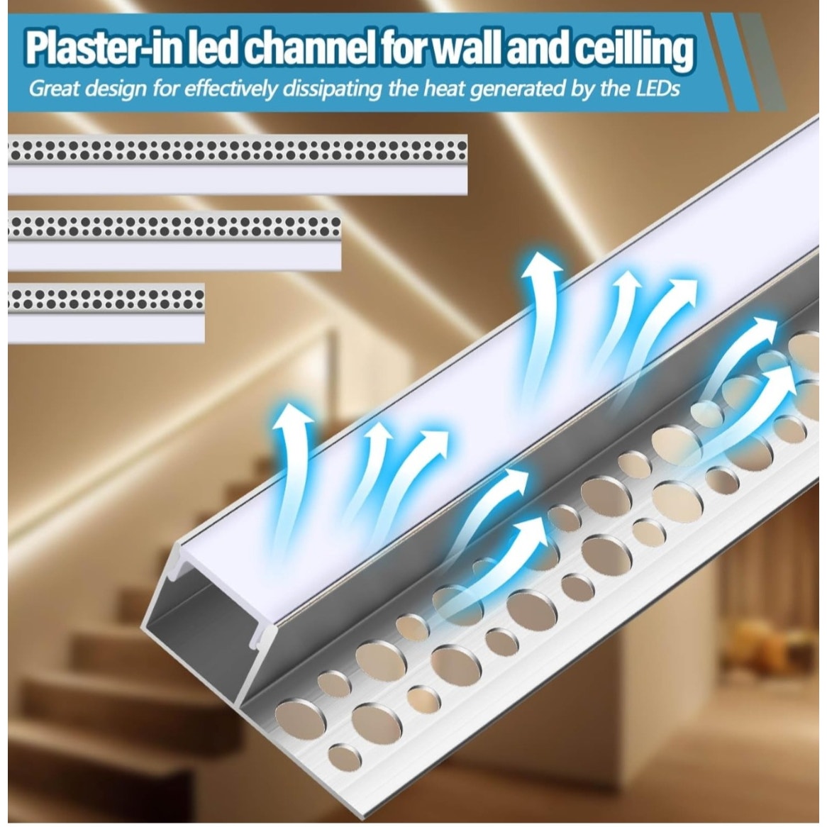 8 Pcs 6.6ft/ 2 Meter Plaster in LED Channel Trimless Single Sided LED Diffuser Channel Recessed