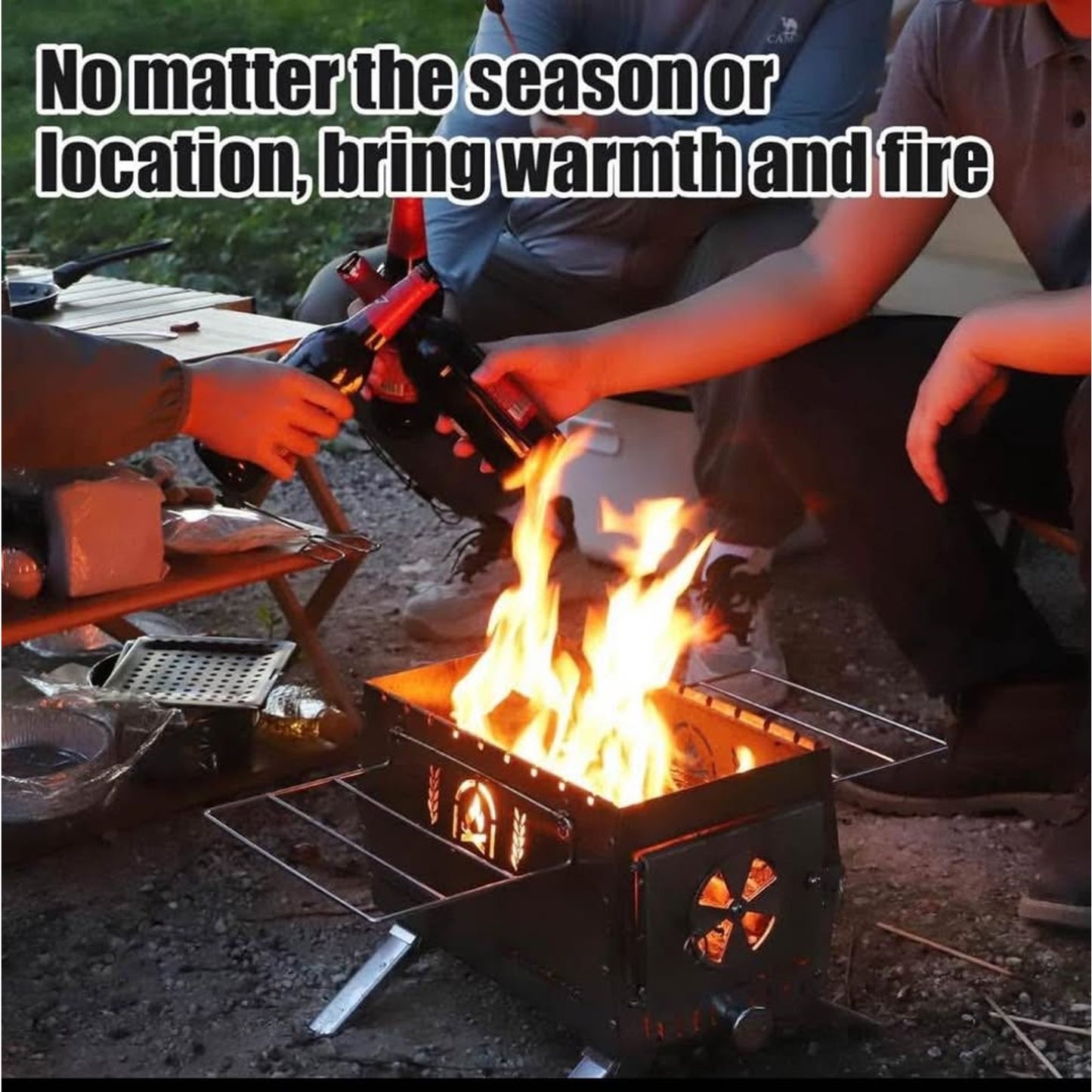 Fitinhot Propane Fire Pit Smokeless Camp Stove Bonfire Pit Stainless Steel with Iso-Butane Hose & Re