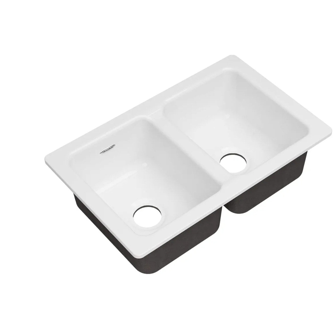 American Standard 77DB30190.308 Delancey 30x19 Double Bowl Cast Iron Kitchen Sink, Brilliant White